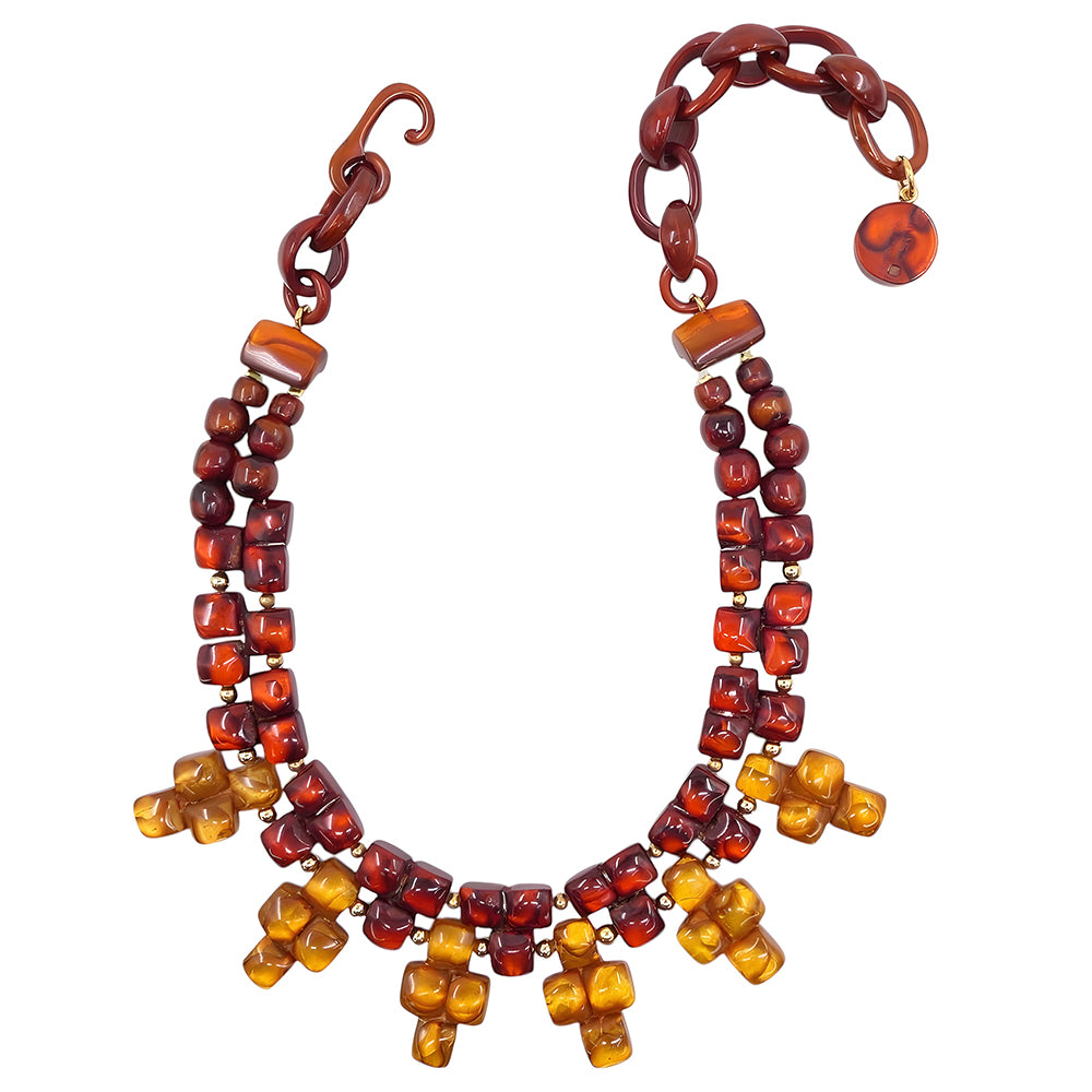 Collier Haute Couture Dominique Denaive - Superbe Gros Collier Rouge En Résine - Occasion, Pièce Unique